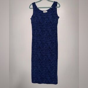 Vintage Miss Dorby Navy Blue and black Sleeveless Maxi Column Dress geometric-G